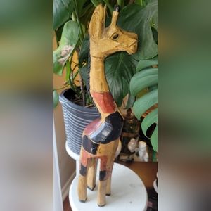 Vintage handcarved wood Giraffe, Giraffe, safari decor, jungle decor, home decor